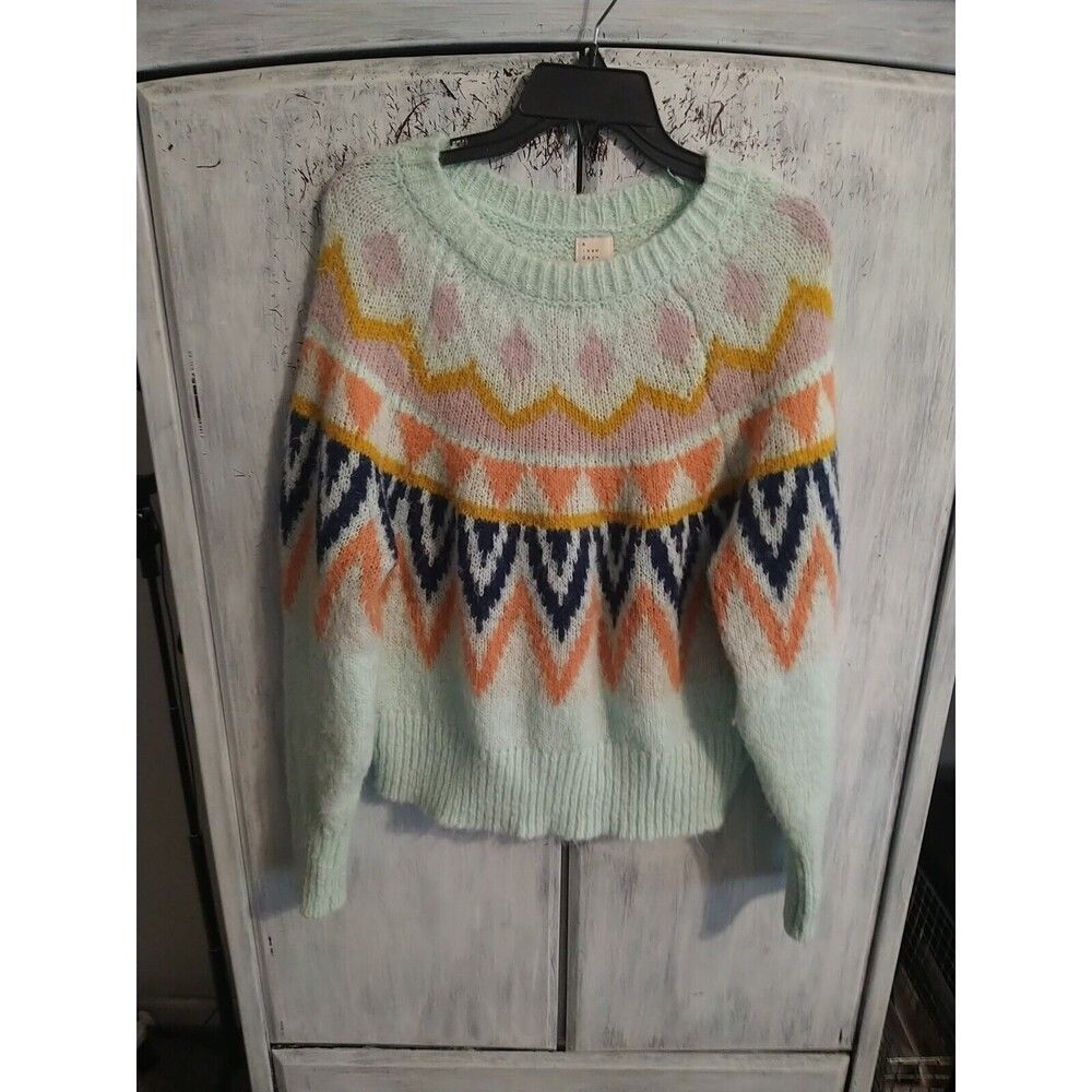 A New Day  Aztec Print Cozy Outdoor Multicolor Sweater Large